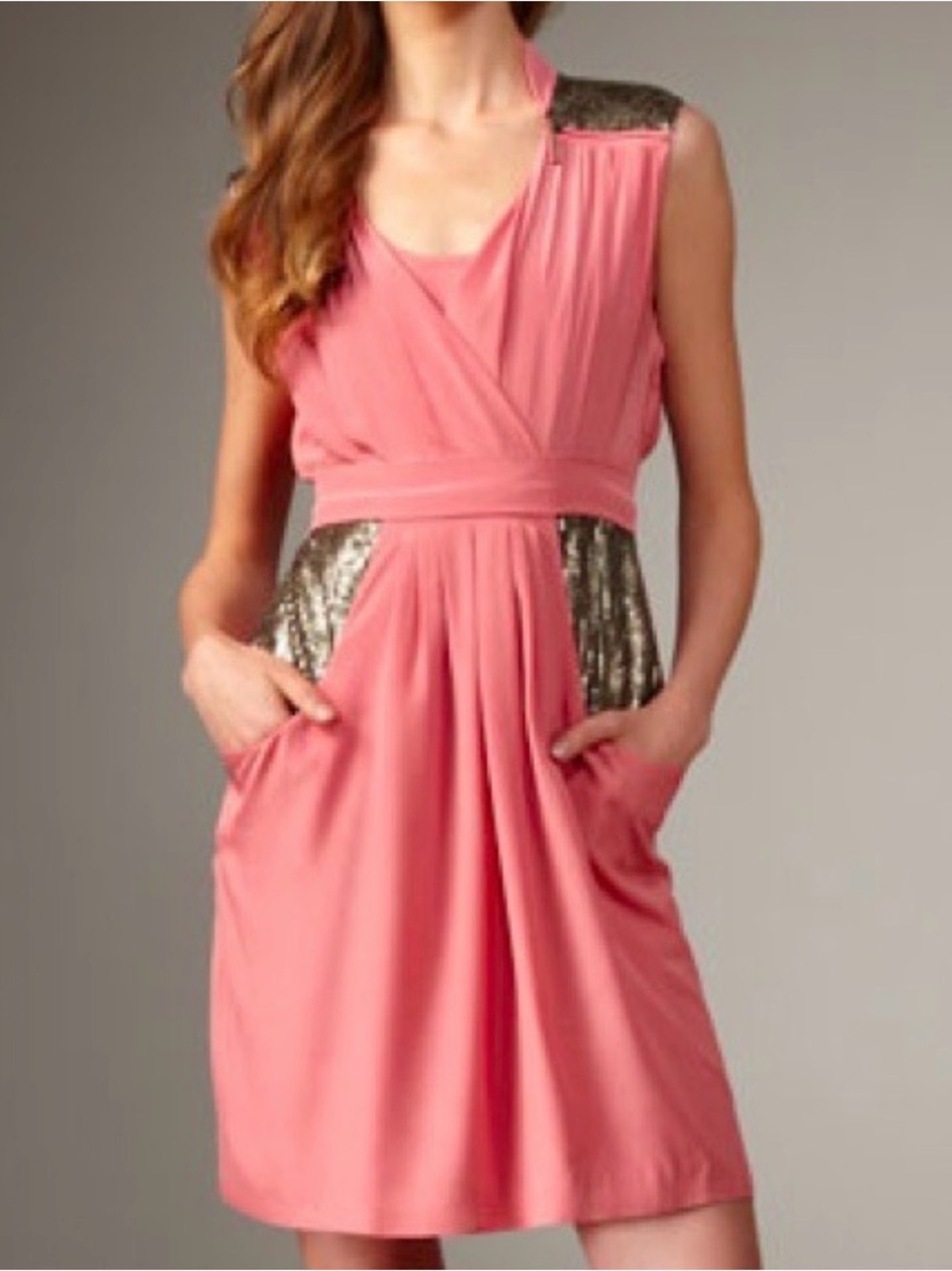 NEW! 2 B Rych Sequin Trim Silk Cocktail Dress Size 6